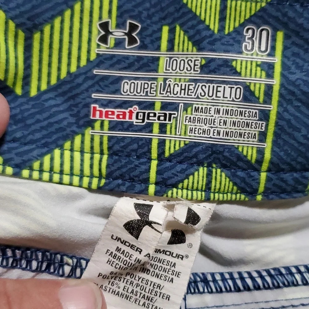 Under armour neon yellow and blue board shorts like new condition - Picture 4 of 5